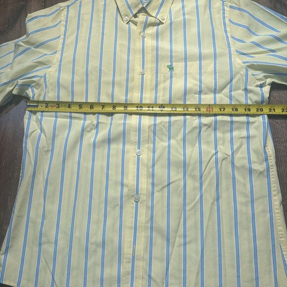 Abercrombie Fitch Muscle Yellow/Blue Striped Button Down Shirt Men Large UGC - Picture 4 of 7